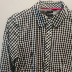 Talbots Black and White Gingham Casual Shirt